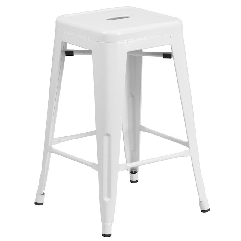 Multi-Color Backless Metal Counter Stool, Square Seat, Single