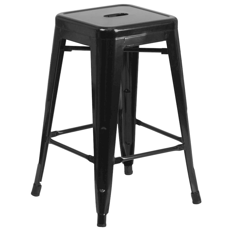Multi-Color Backless Metal Counter Stool, Square Seat, Single