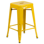 Multi-Color Backless Metal Counter Stool, Square Seat, Single
