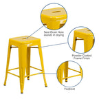 Multi-Color Backless Metal Counter Stool, Square Seat, Single