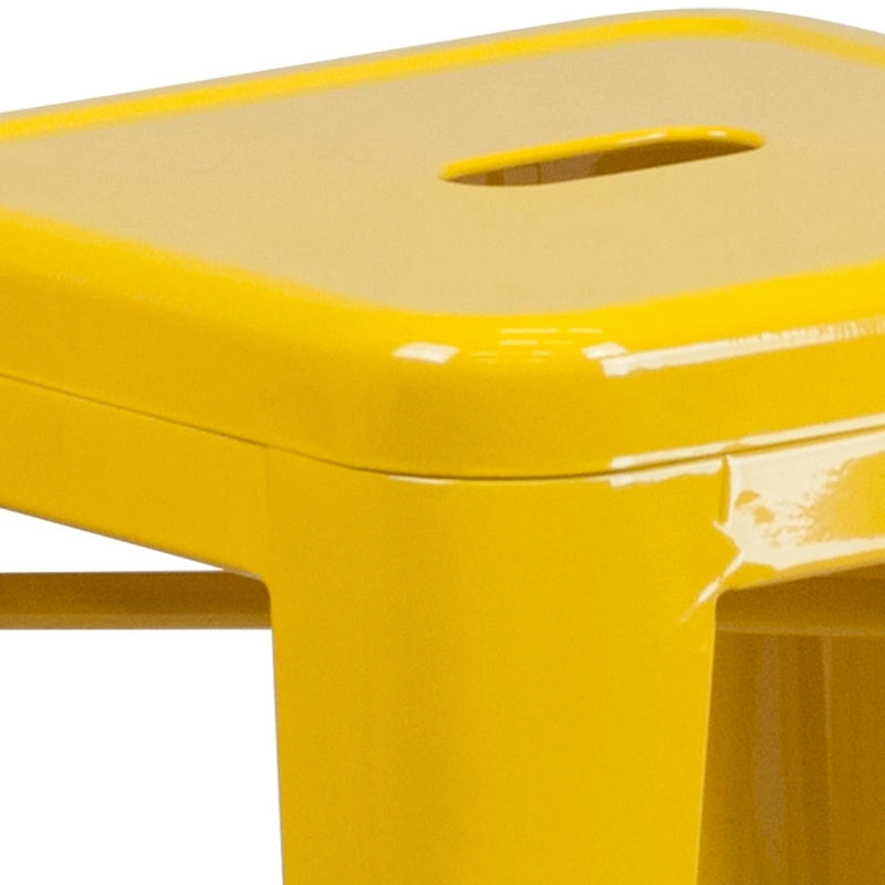 Multi-Color Backless Metal Counter Stool, Square Seat, Single
