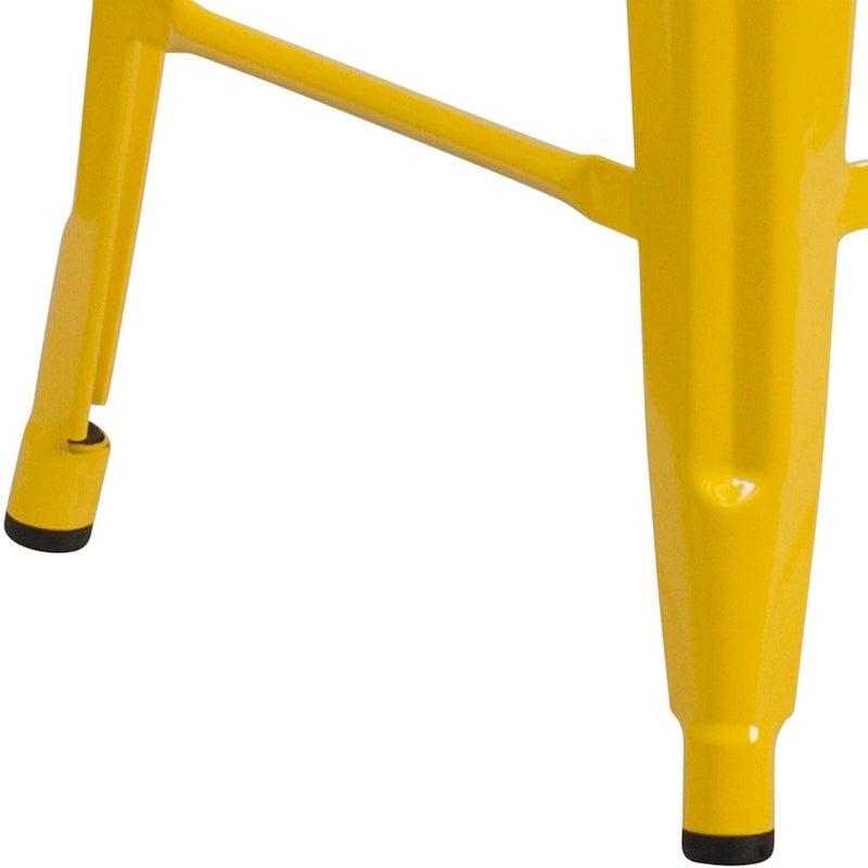Multi-Color Backless Metal Counter Stool, Square Seat, Single