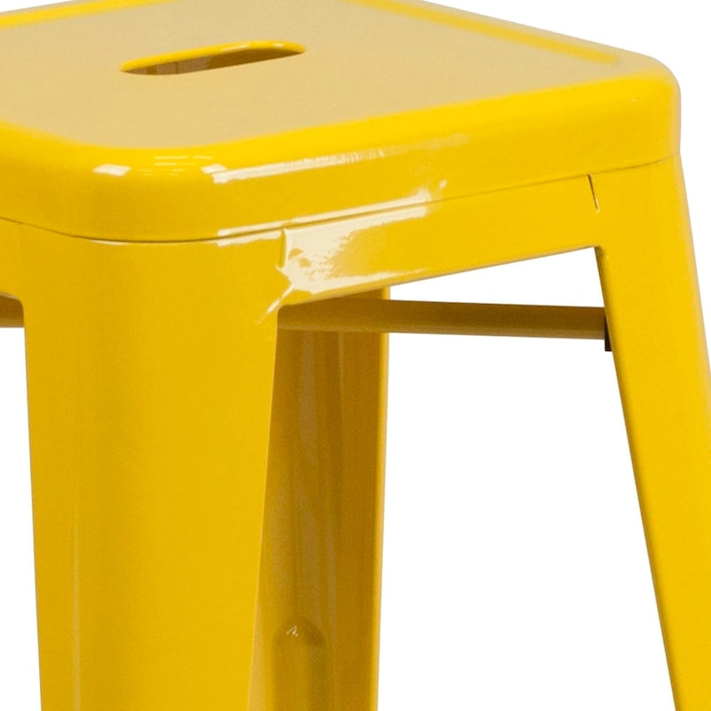 Multi-Color Backless Metal Counter Stool, Square Seat, Single