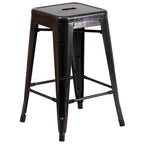 Multi-Color Backless Metal Counter Stool, Square Seat, Single