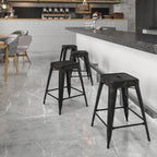Multi-Color Backless Metal Counter Stool, Square Seat, Single