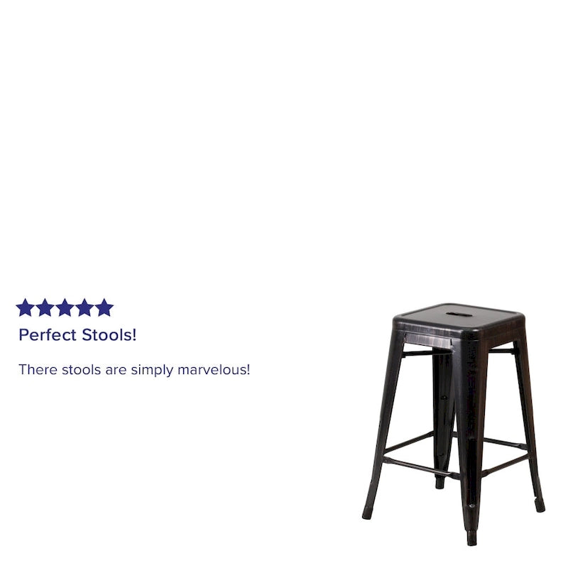 Multi-Color Backless Metal Counter Stool, Square Seat, Single