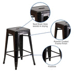 Multi-Color Backless Metal Counter Stool, Square Seat, Single