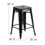 Multi-Color Backless Metal Counter Stool, Square Seat, Single
