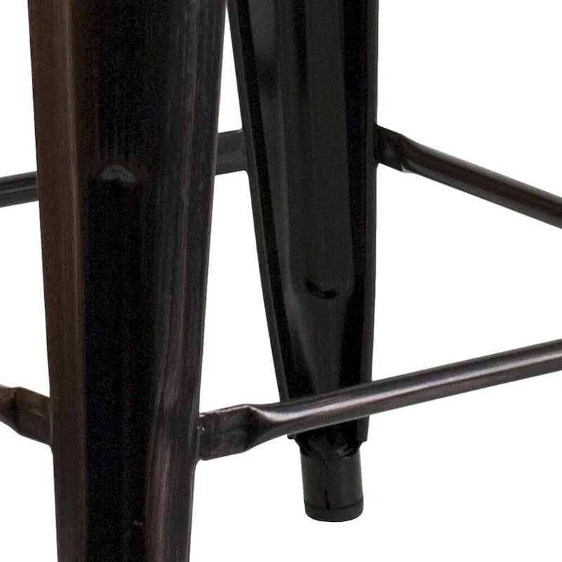 Multi-Color Backless Metal Counter Stool, Square Seat, Single