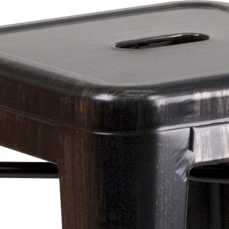 Multi-Color Backless Metal Counter Stool, Square Seat, Single