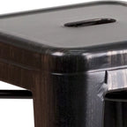 Multi-Color Backless Metal Counter Stool, Square Seat, Single