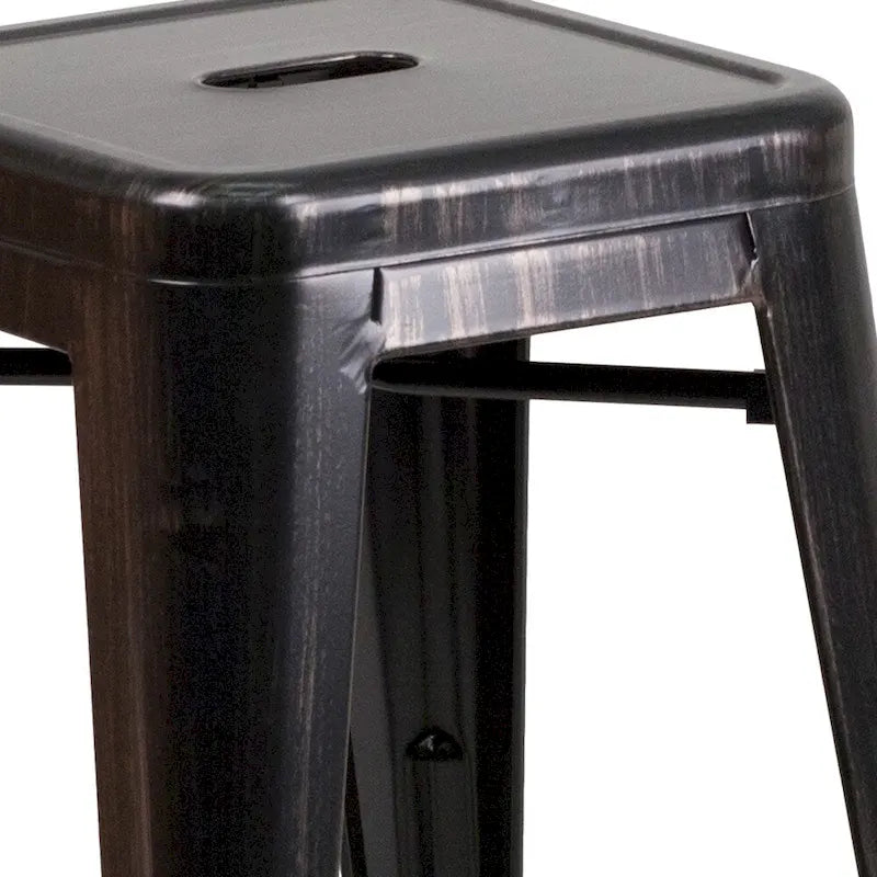 Multi-Color Backless Metal Counter Stool, Square Seat, Single