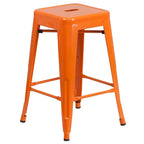 Multi-Color Backless Metal Counter Stool, Square Seat, Single