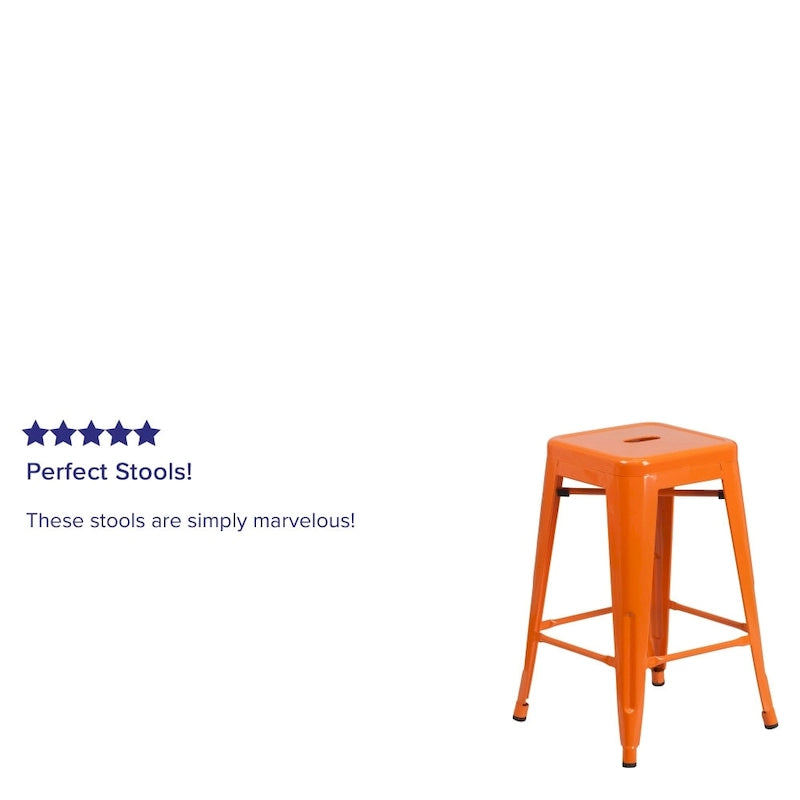 Multi-Color Backless Metal Counter Stool, Square Seat, Single