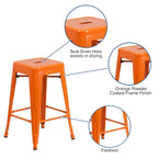 Multi-Color Backless Metal Counter Stool, Square Seat, Single
