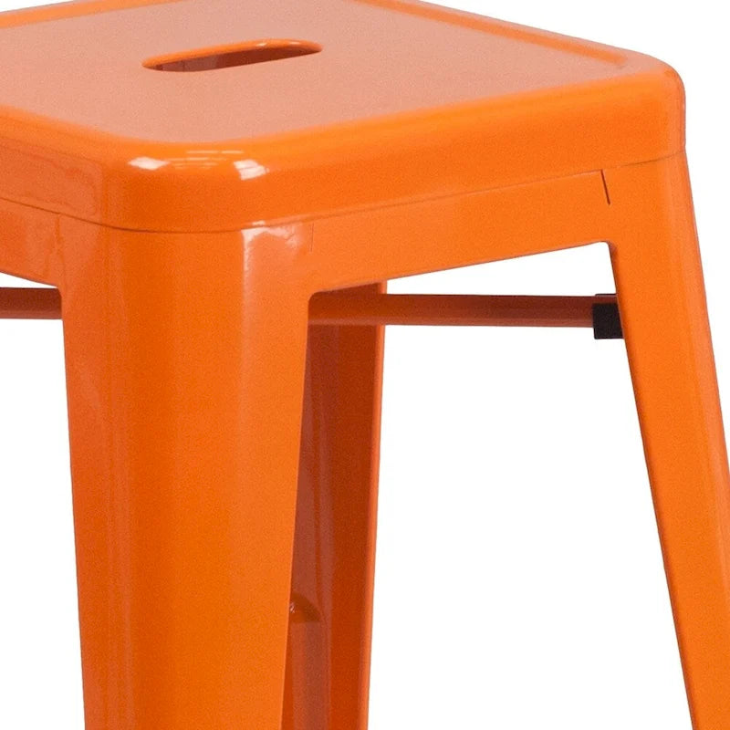 Multi-Color Backless Metal Counter Stool, Square Seat, Single