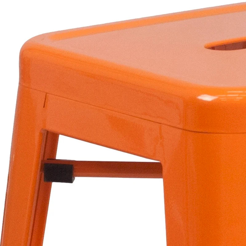 Multi-Color Backless Metal Counter Stool, Square Seat, Single