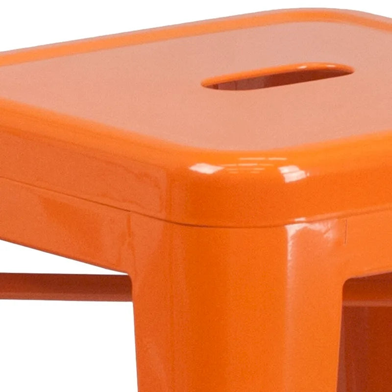 Multi-Color Backless Metal Counter Stool, Square Seat, Single