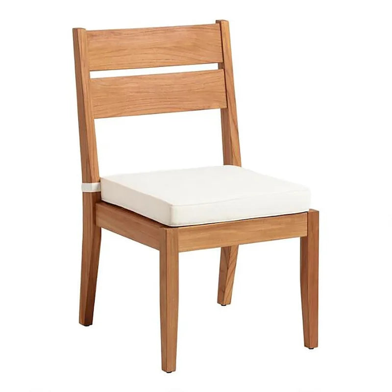 Natural Teak Outdoor Dining Chair, Midcentury Slatted Back, Set of 2