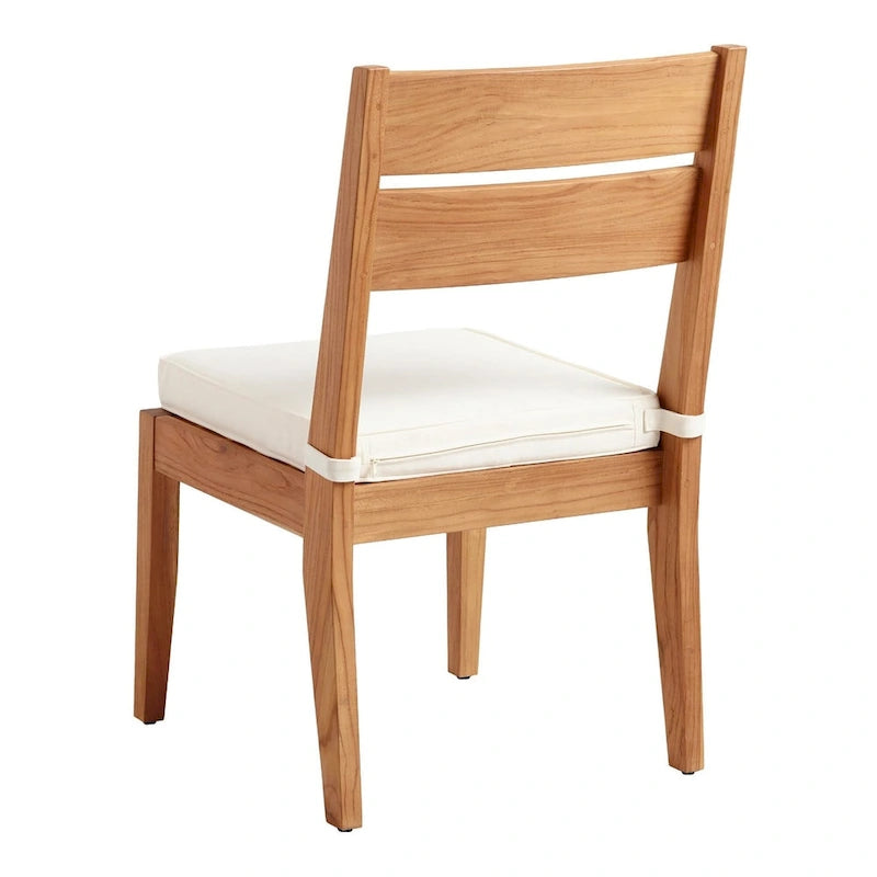 Natural Teak Outdoor Dining Chair, Midcentury Slatted Back, Set of 2
