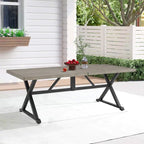 Taupe Rectangular Patio Dining Table, Seats 6, Umbrella Hole