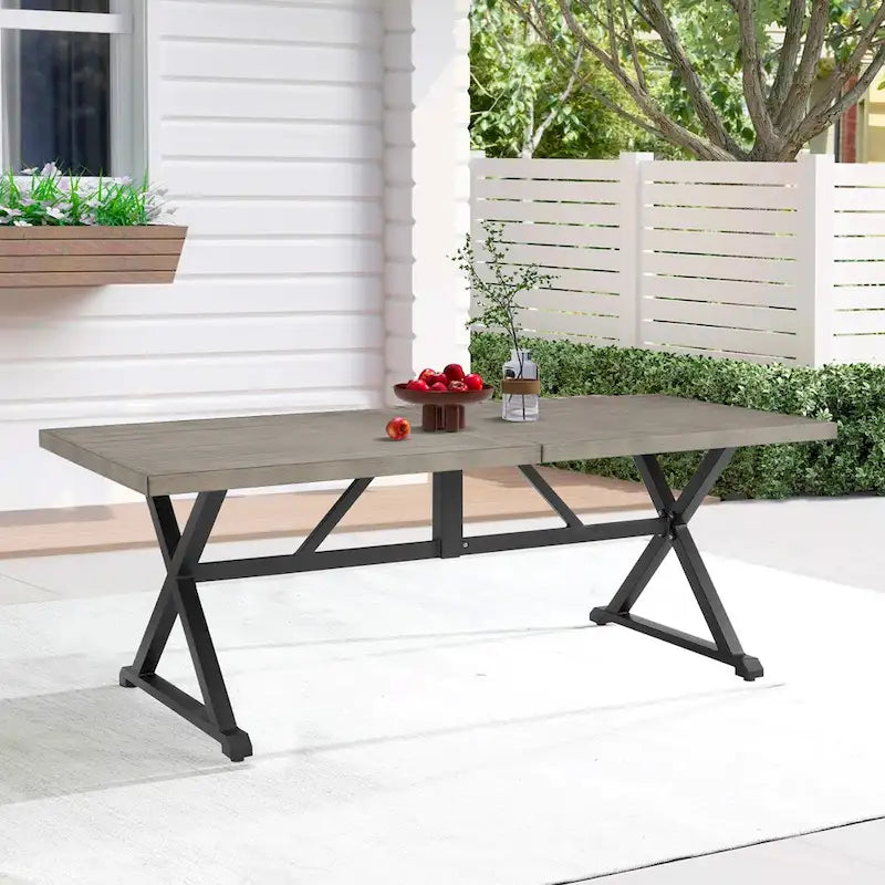 Patio Dining Table, Outdoor 82 Rectangular Dining Table, Picnic Table