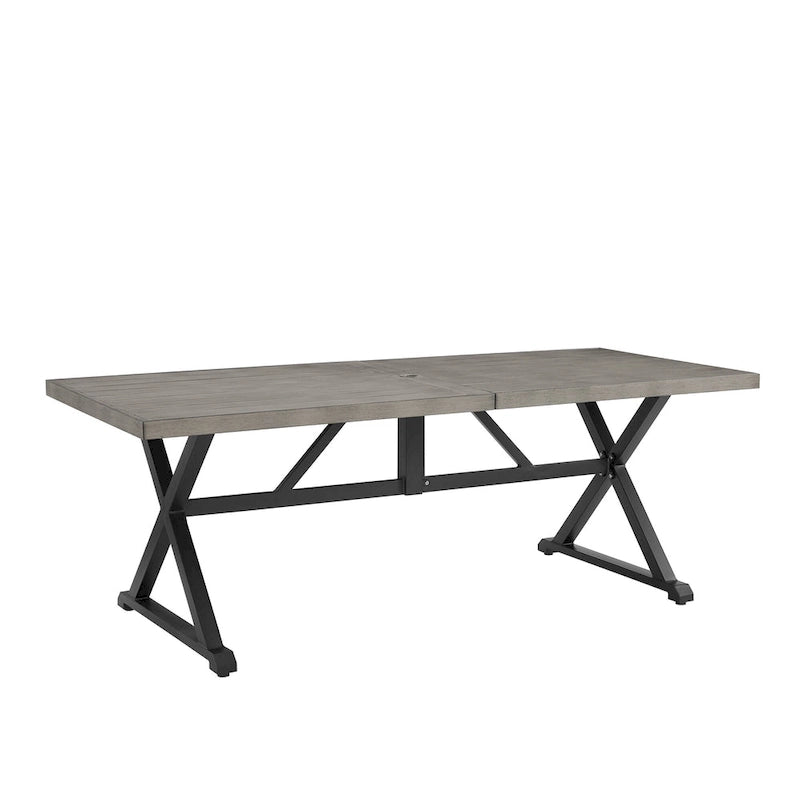 Taupe Rectangular Patio Dining Table, Seats 6, Umbrella Hole