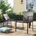 Patio Stackable PE Wicker Dining Chairs(Set of 2)