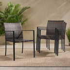 Antique Brown Stackable Wicker Dining Chair, Set of 2