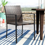 Antique Brown Stackable Wicker Dining Chair, Set of 2