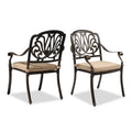 Antique Bronze Cast Aluminum Stackable Dining Chair, Set of 2, With/Without Cushion
