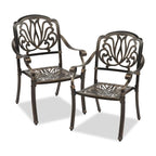 Antique Bronze Cast Aluminum Stackable Dining Chair, Set of 2, With/Without Cushion