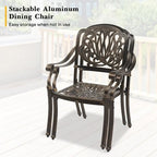 Antique Bronze Cast Aluminum Stackable Dining Chair, Set of 2, With/Without Cushion