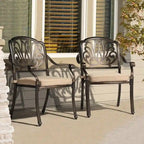 Antique Bronze Cast Aluminum Stackable Dining Chair, Set of 2, With/Without Cushion