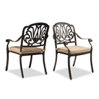 Antique Bronze Cast Aluminum Stackable Dining Chair, Set of 2, With/Without Cushion