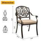 Antique Bronze Cast Aluminum Stackable Dining Chair, Set of 2, With/Without Cushion