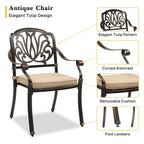 Antique Bronze Cast Aluminum Stackable Dining Chair, Set of 2, With/Without Cushion