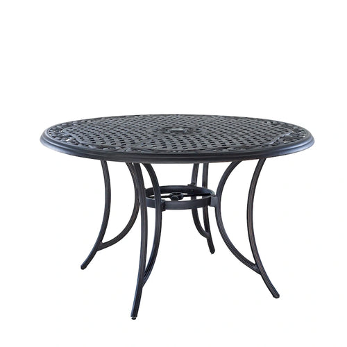 Antique Bronze Round Cast Aluminum Outdoor Dining Table, Seats 4