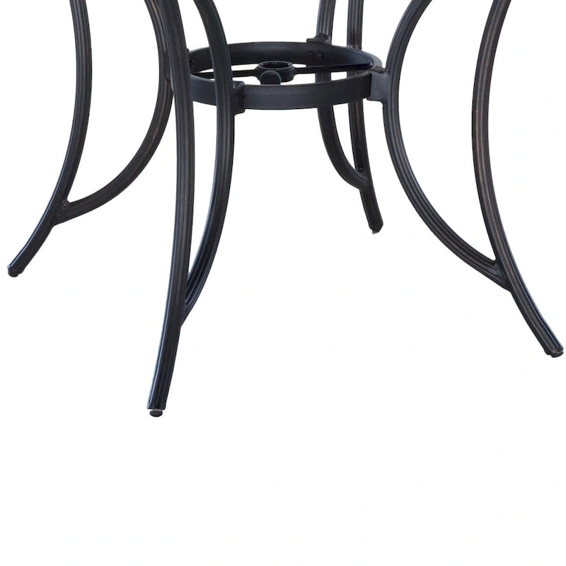 Antique Bronze Round Cast Aluminum Outdoor Dining Table, Seats 4
