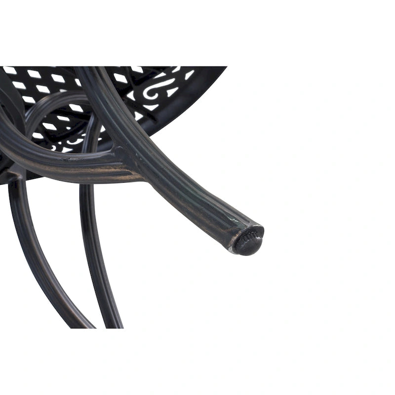 Antique Bronze Round Cast Aluminum Outdoor Dining Table, Seats 4