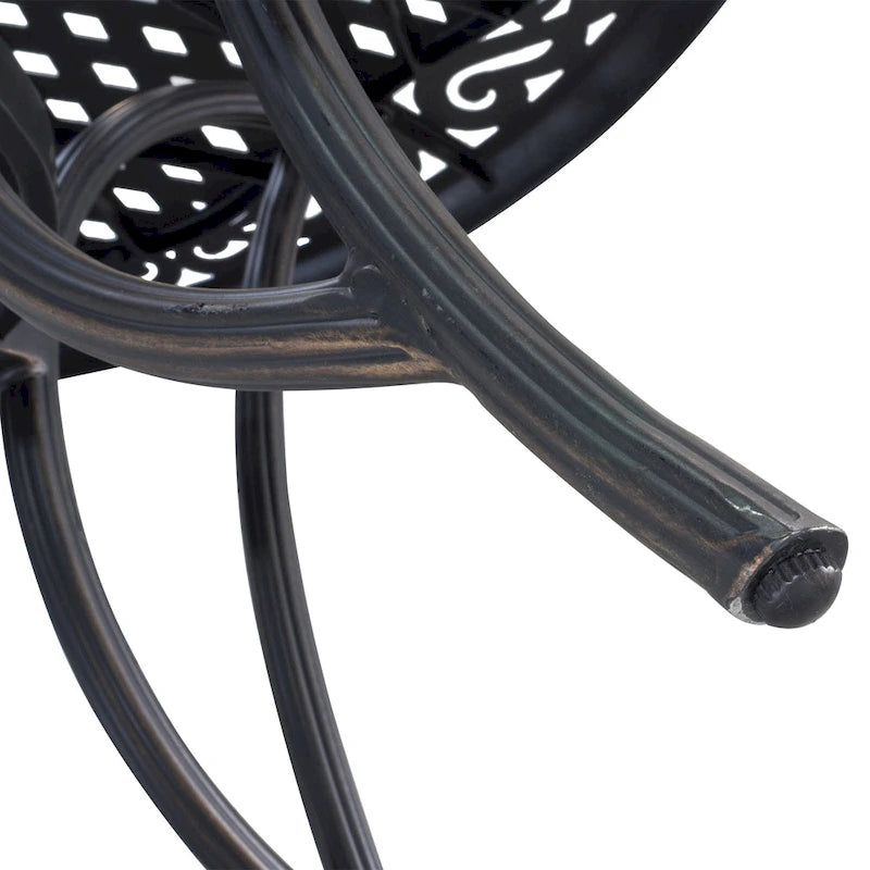 Antique Bronze Round Cast Aluminum Outdoor Dining Table, Seats 4