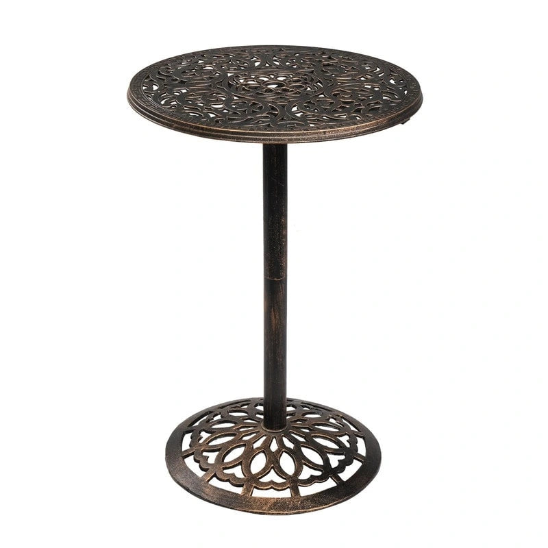 Outdoor Bistro Pub Table Round Patio Bar Height Cocktail Table Antique Bronze - N/A