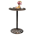 Bronze Round Bar Height Pub Table for 2 – Floral Cast Aluminum Top