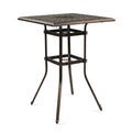 Antique Bronze Square Bar Height Patio Table with Umbrella Hole – Seats 1–2