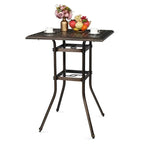 Patio Bar Height Table Cast Aluminium Square Bar Bistro Table with Umbrella Hole - N/A