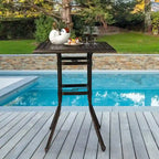 Antique Bronze Square Bar Height Patio Table with Umbrella Hole – Seats 1–2