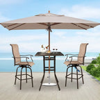 Antique Bronze Square Bar Height Patio Table with Umbrella Hole – Seats 1–2