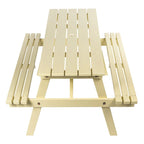 Light Teak / Almond / Teak Brown 59" Outdoor Eucalyptus Wood Picnic Table with Benches & Umbrella Hole – Seats 6–8