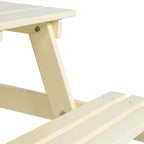 Light Teak / Almond / Teak Brown 59" Outdoor Eucalyptus Wood Picnic Table with Benches & Umbrella Hole – Seats 6–8