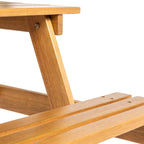 Light Teak / Almond / Teak Brown 59" Outdoor Eucalyptus Wood Picnic Table with Benches & Umbrella Hole – Seats 6–8